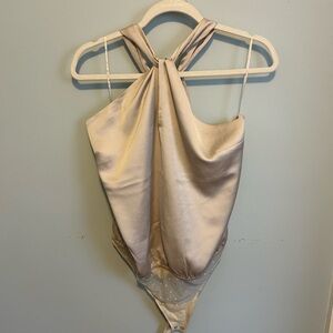 Abercrombie cream satin body suit halter top